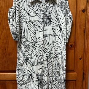 Elan Monochrome Leaf Print 1-Piece Romper